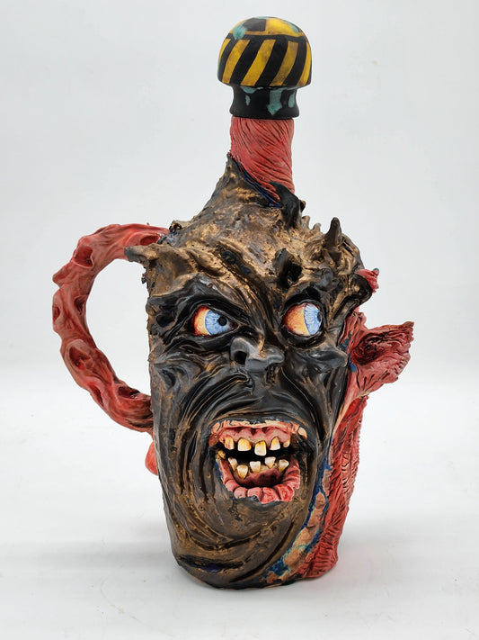 Handmade Two Faced Ceramic Devil Jug “Mxiii” – One-of-a-Kind Grotesque Face Sculpture Art Pottery