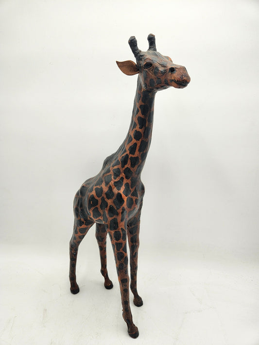 Leather Giraffe Standing Statue