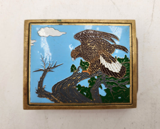 Golden Eagle Vintage Brass Enamel Belt Buckle