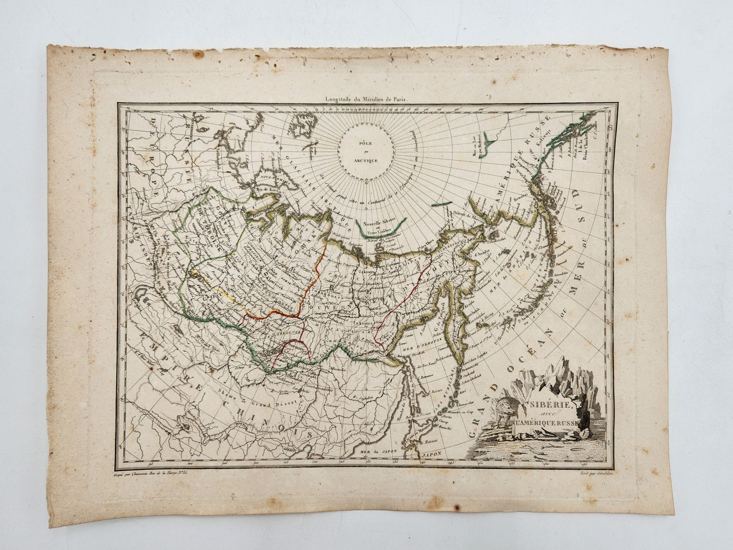 Historic Map - Russia, Alaska, SiberiaSiberie, avec l'Amerique Russe, 1812, Conrad Malte-Brun