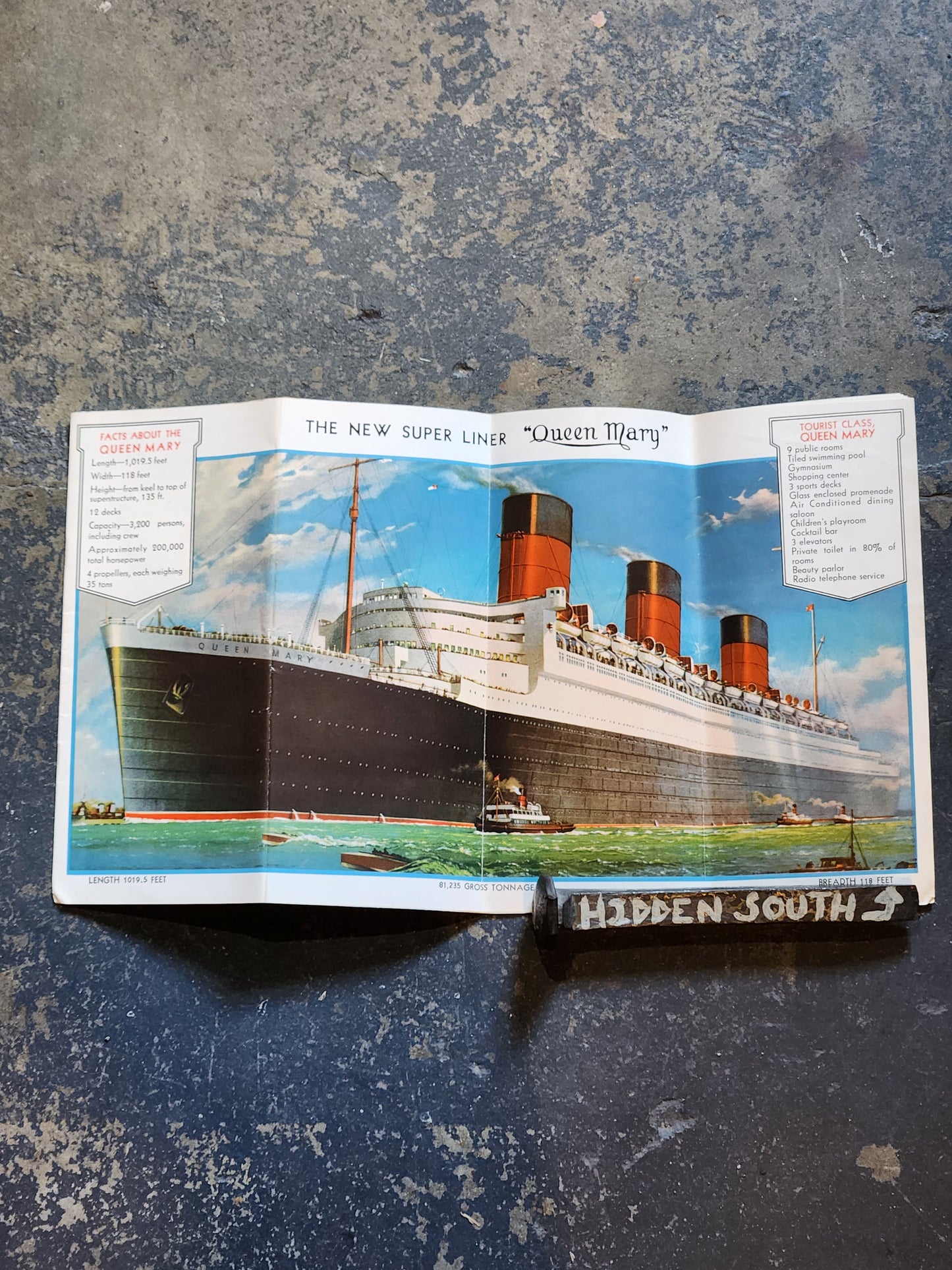 Queen Mary Plan of Tourist Class 1937 Brochure