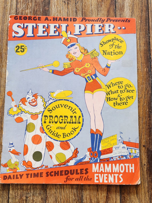 Steel Pier Souvenier Program - George A. Hamid 1948 - Bonus Schedule Sheet Inside