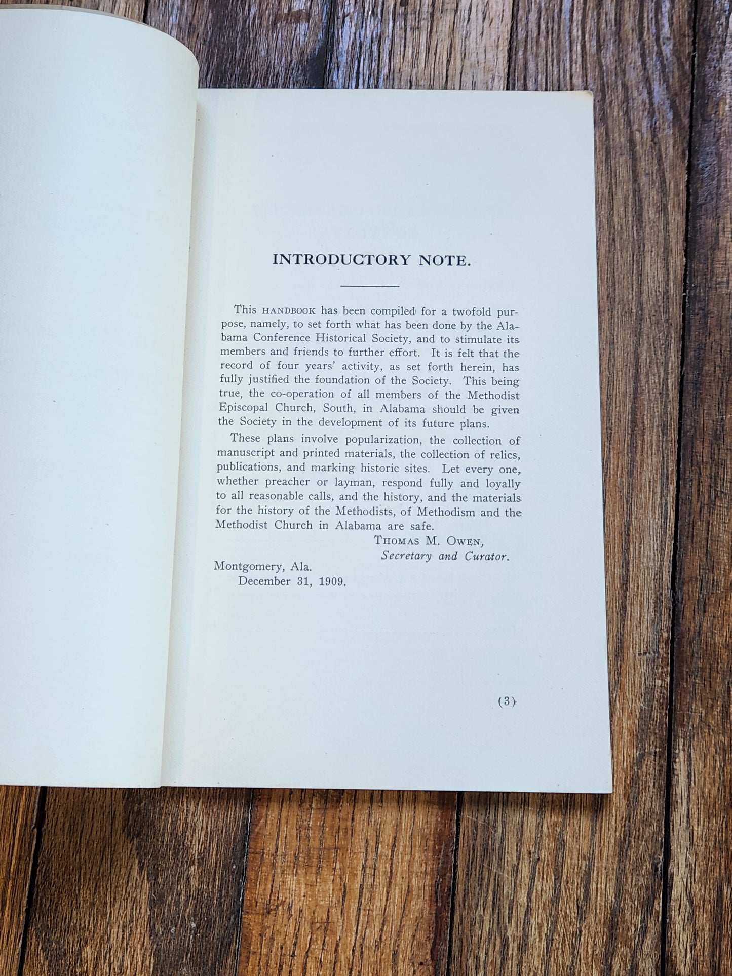 1910 Handbook of the Alabama Conference Historical Society Methodist Episcopal Church South – Thomas M. Owen Montgomery AL