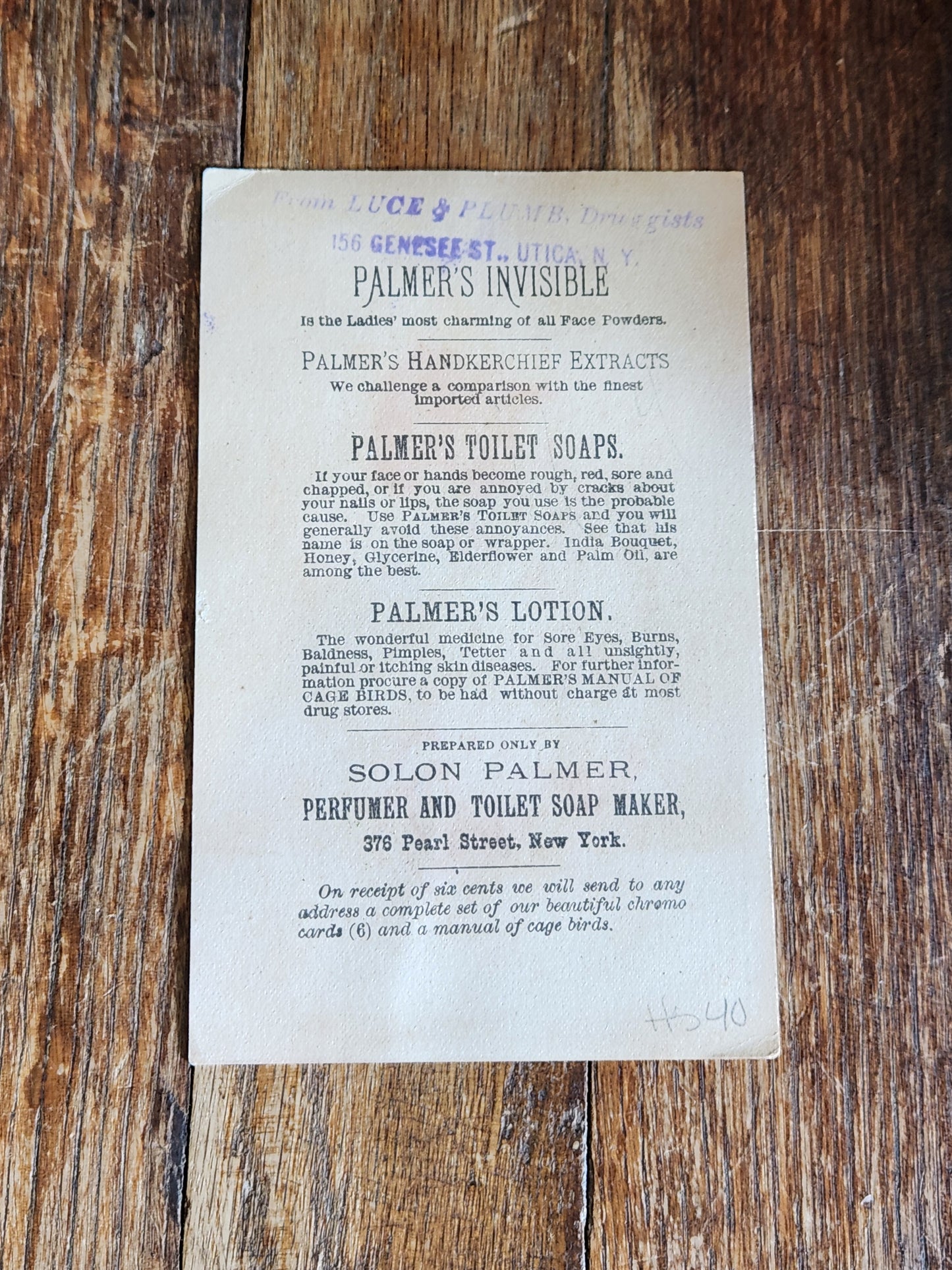 Victorian Palmer’s Invisible Perfume Trade Card Floral Basket Chromolithograph