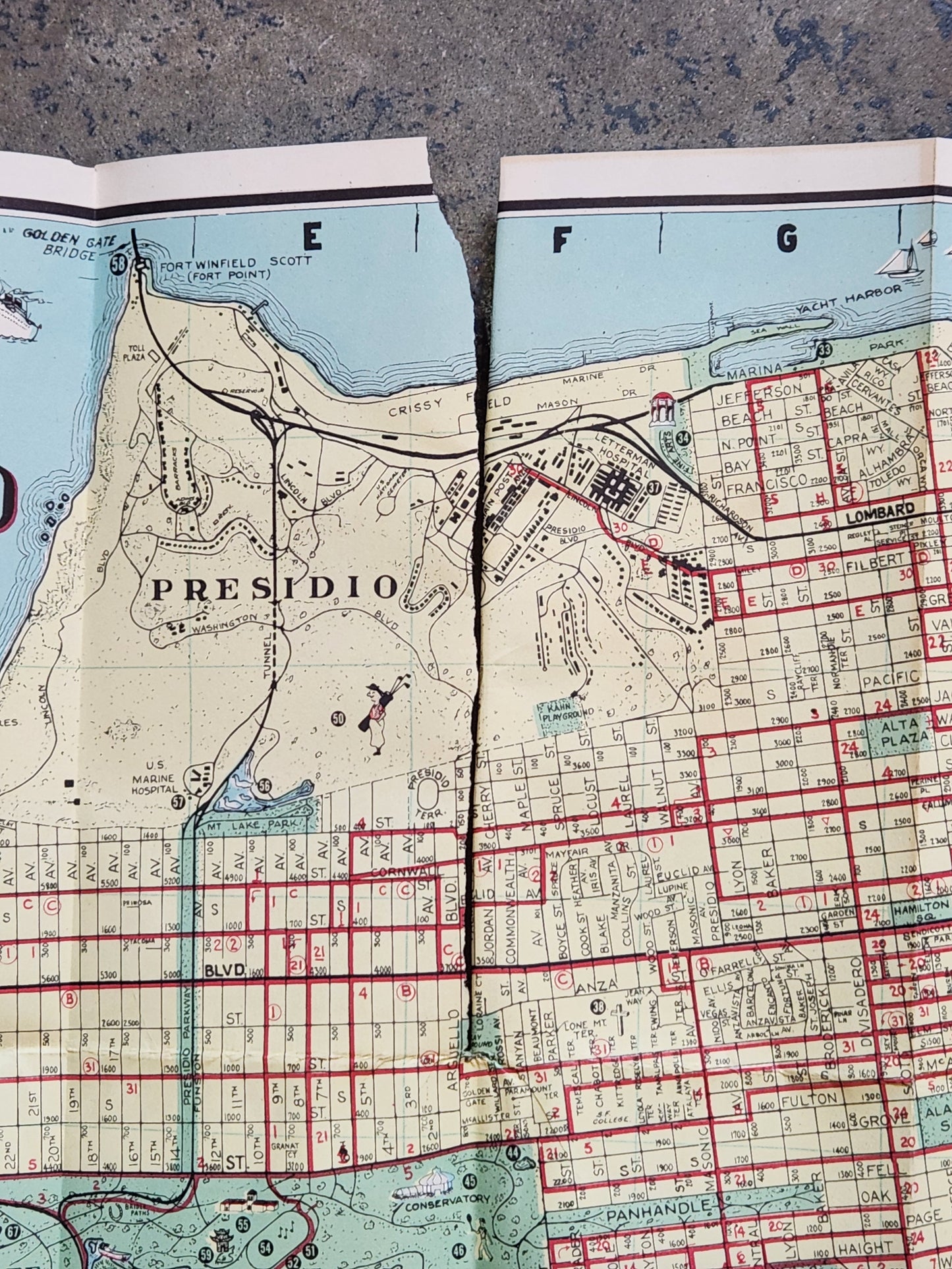 1949 Thomas Bros. San Francisco Info-Guide w/ Fold-Out Color Map Travel Guidebook VTG