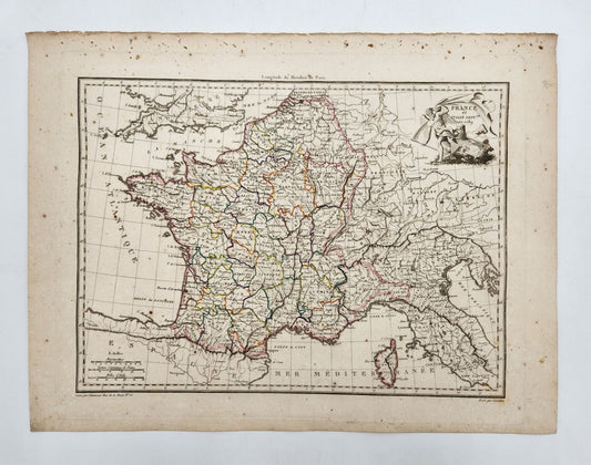 Original Map 1812 of Napoleonic France 1st Empire Kingdom of Italy French Low Countries - Conrad Malte-Brun / Lapie