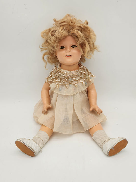 Authentic 1930s Ideal Shirley Temple 16" Composition Doll Marked Original Shoes