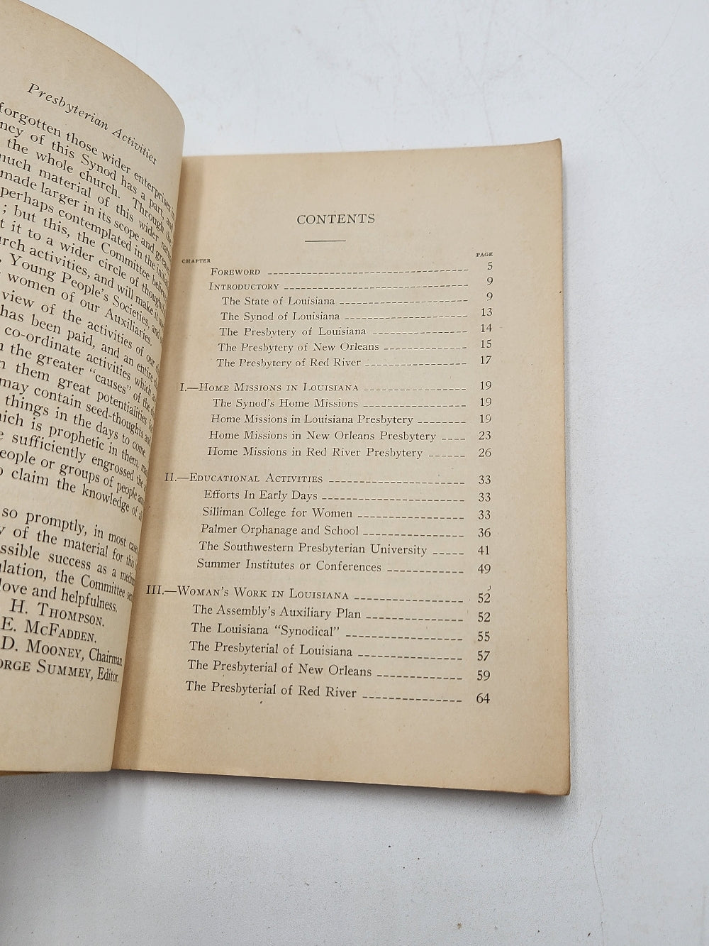 Presbyterian Activities in Louisiana: A synopsis for use is the study book by auxiliaries, Sunday school, young peoples societies, and others