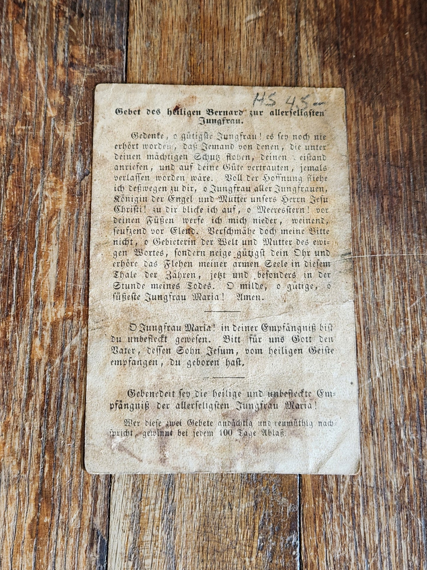 Antique German Catholic Holy Card Immaculate Conception St Bernard c.1870