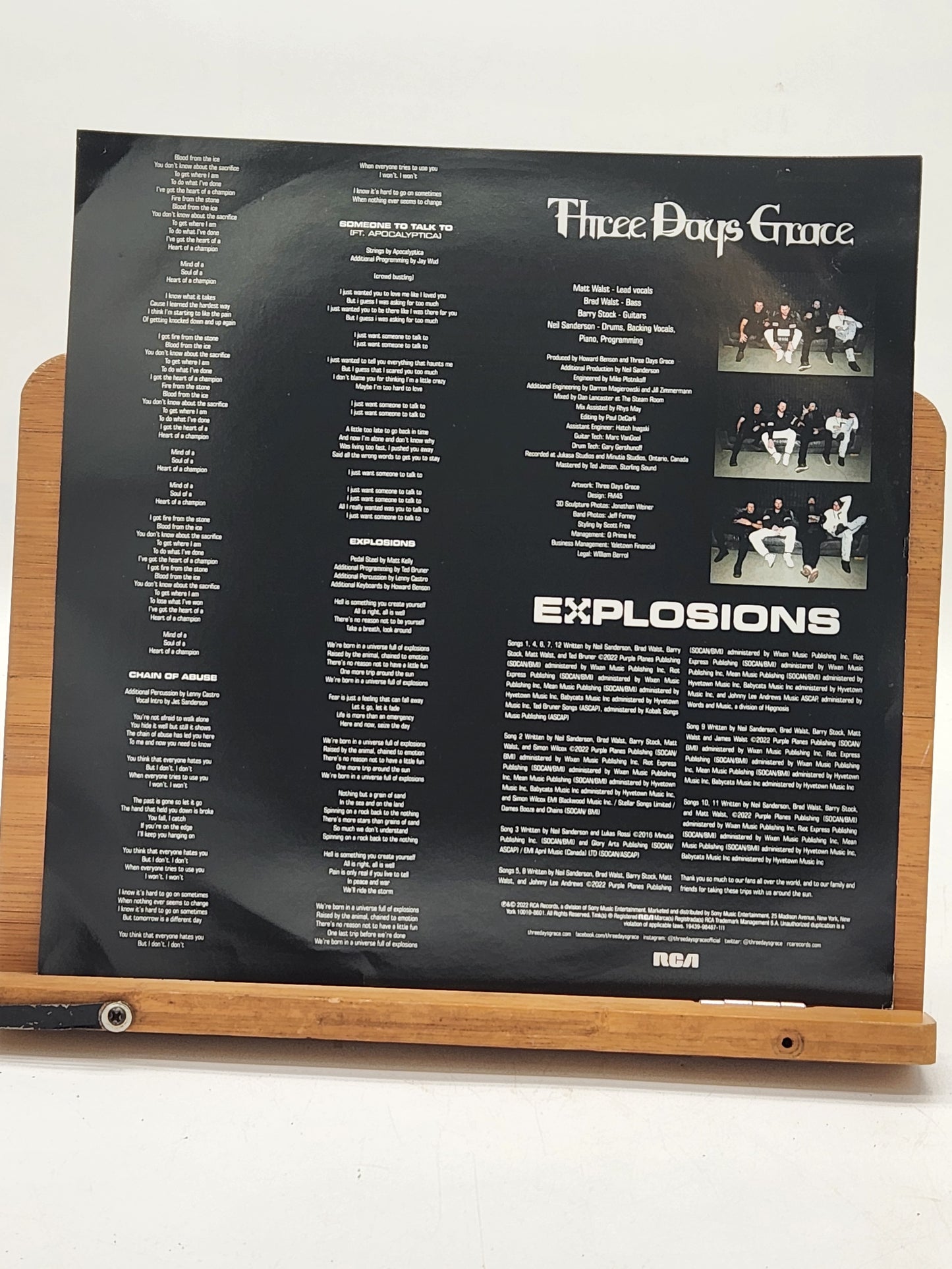 Three Days Grace – Explosions – Signed Orange Vinyl LP – Autographed by Full Band – RCA 2022