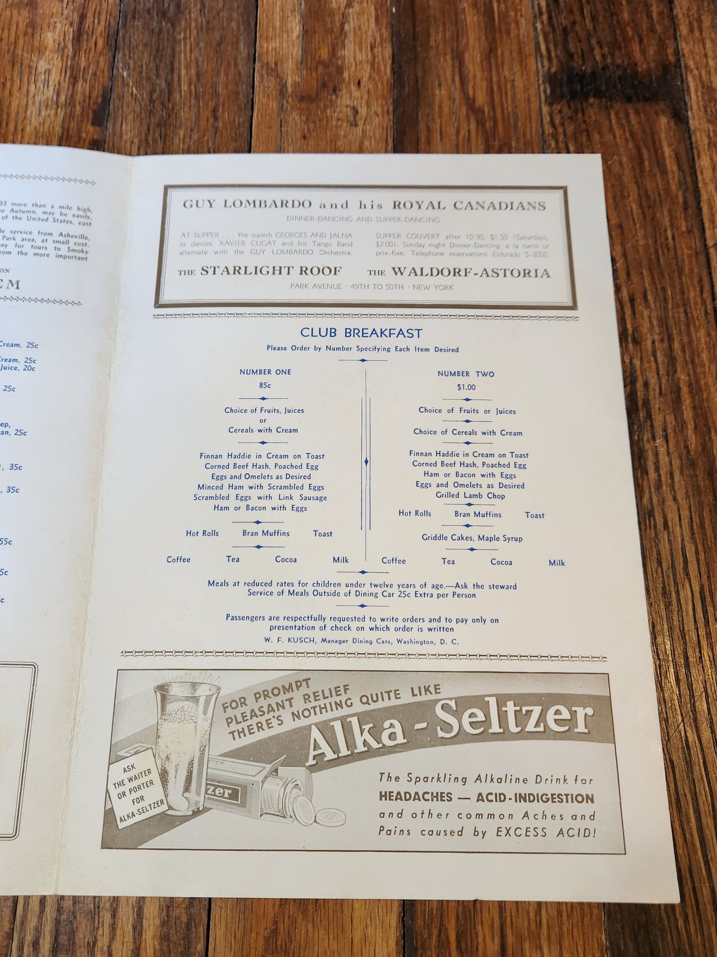 Southern Railway System and Norfolk and Western Menu