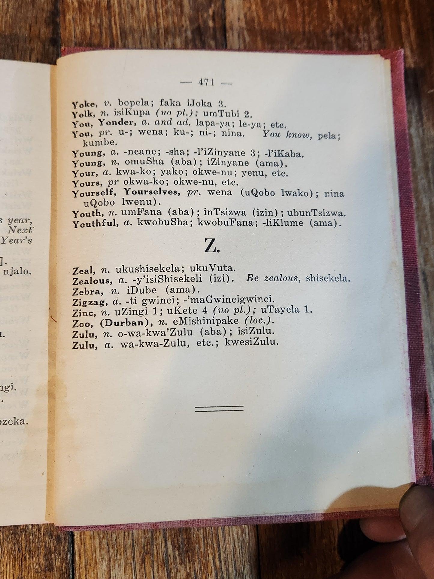 An Abridged English–Zulu Word-Book By A. T. Bryant, Fourth Edition – 1940