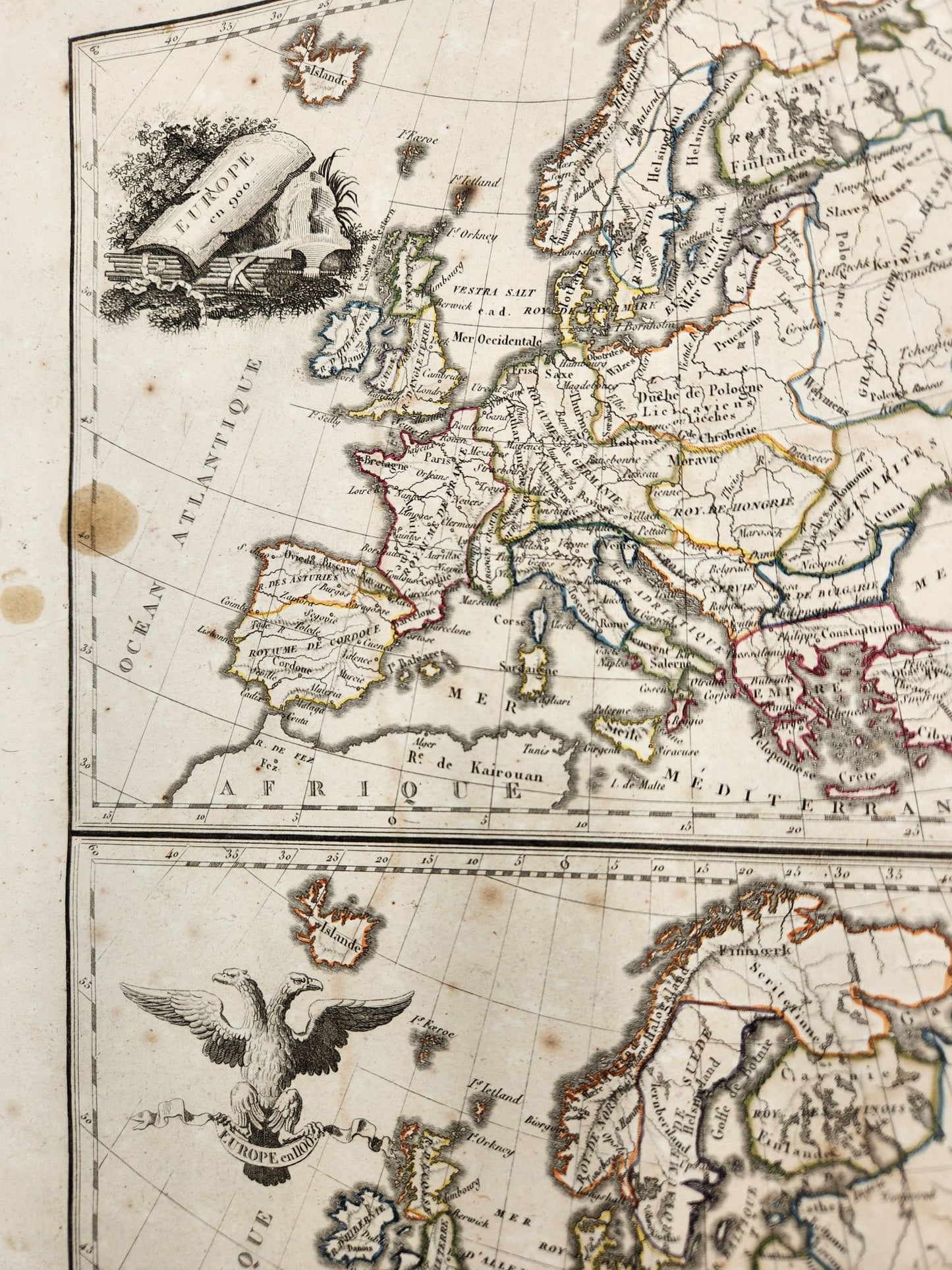 Original Map 1812 Of - World Atlas Map, Europe en 900. Europe en 1100 - Conrad Malte-Brun / Lapie