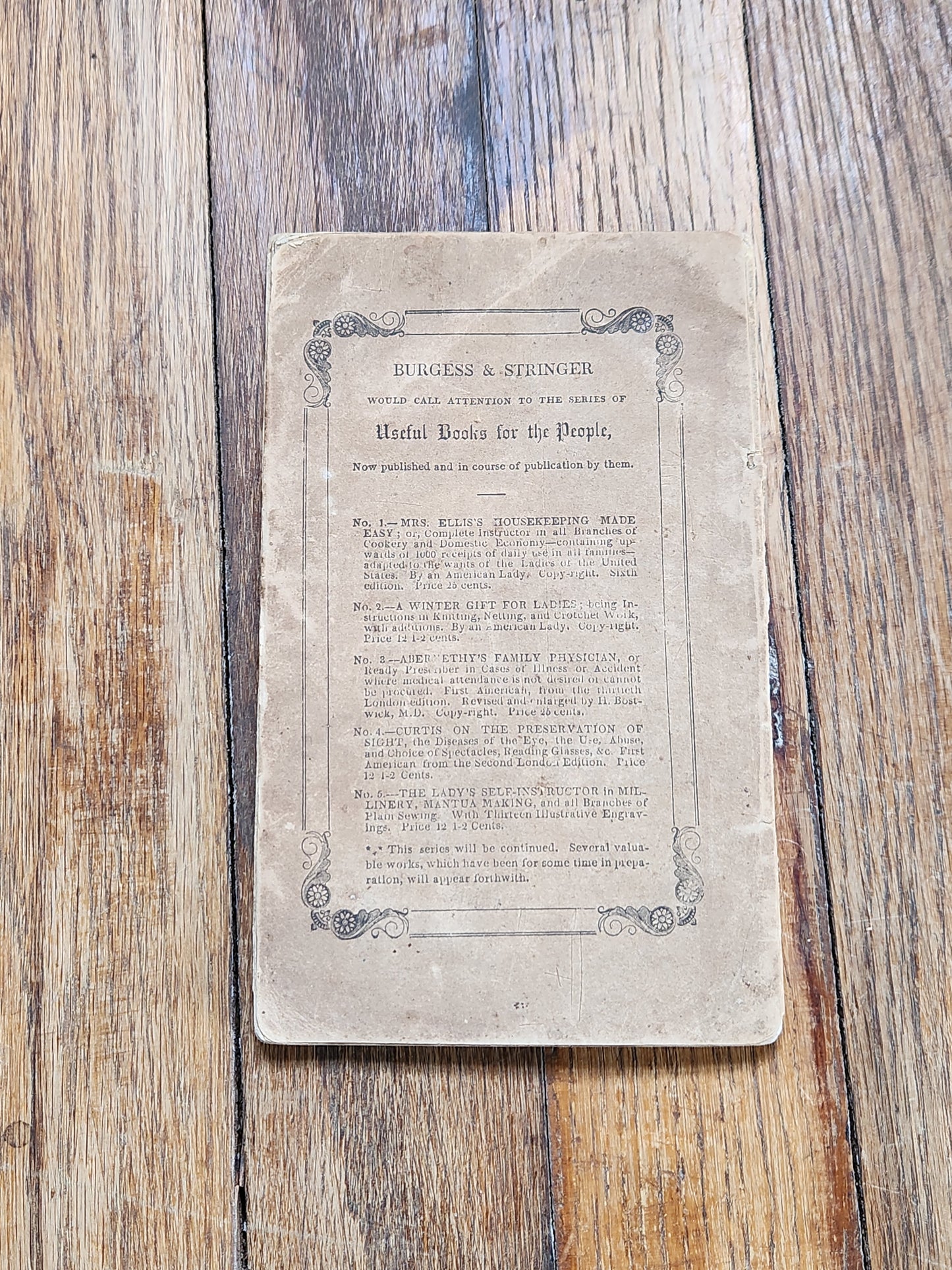 1844 Lady’s Self-Instructor in Millinery & Mantua Making Antique Sewing Fashion Book Burgess Stringer