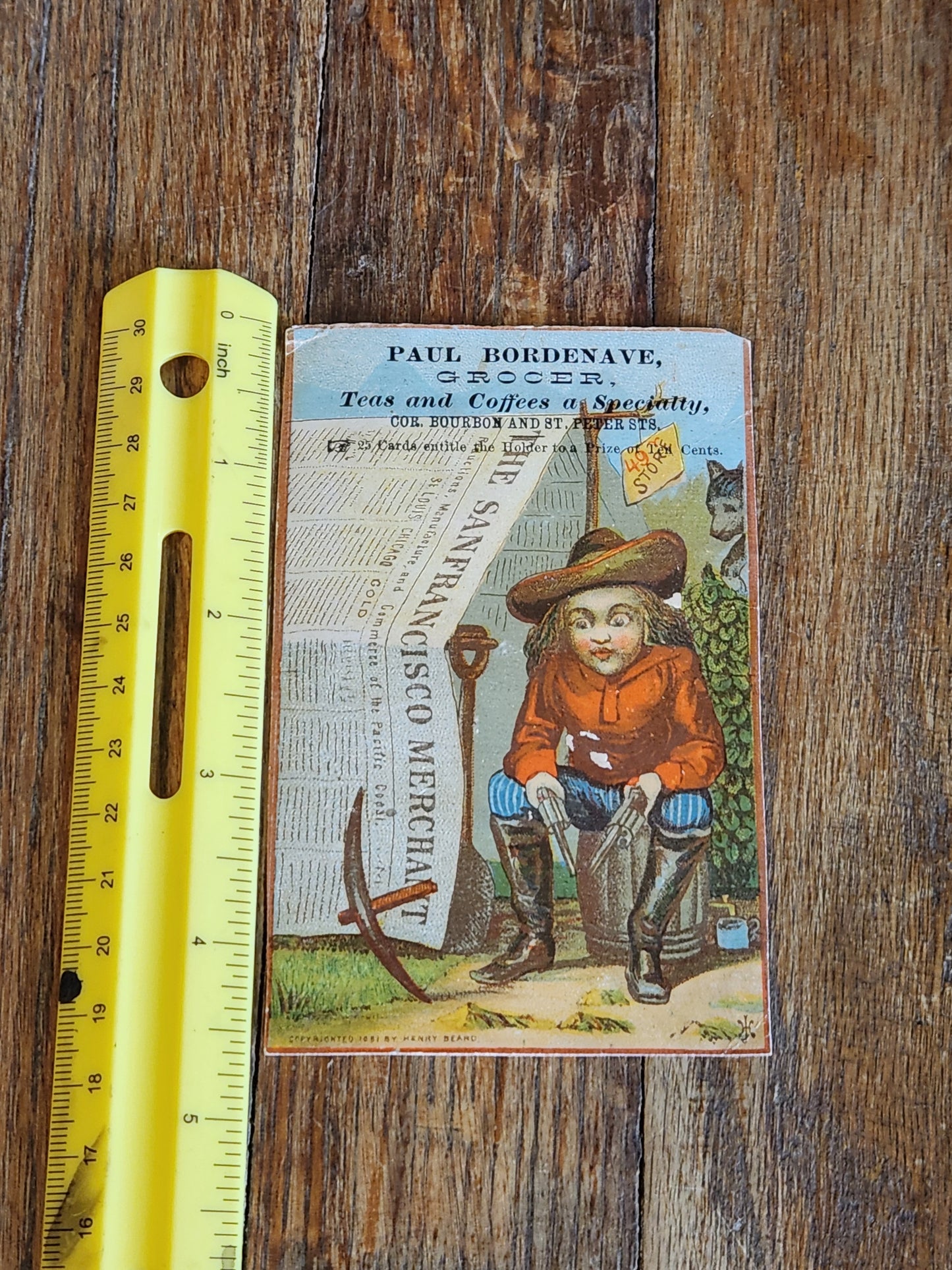 1880s New Orleans Grocer Trade Card Paul Bordenave Bourbon St Henry Beard