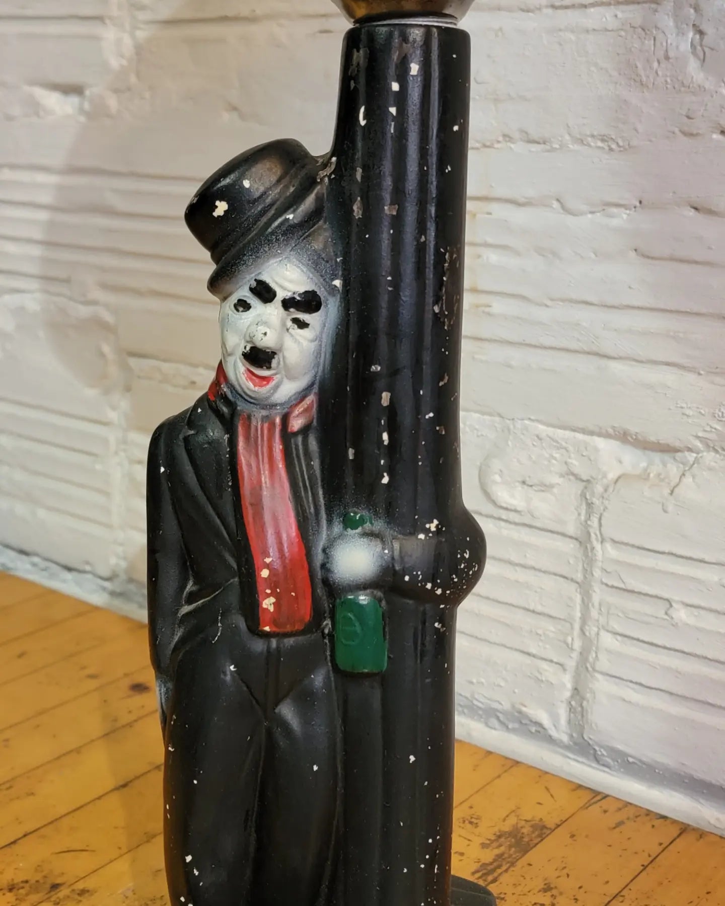 Vintage 1950s Charlie Chaplin Chalkware Lamp