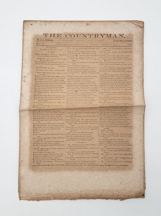 The Countryman Rare Confederate Newspaper