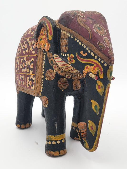 Hand Carved and Painted Vintage Elephant