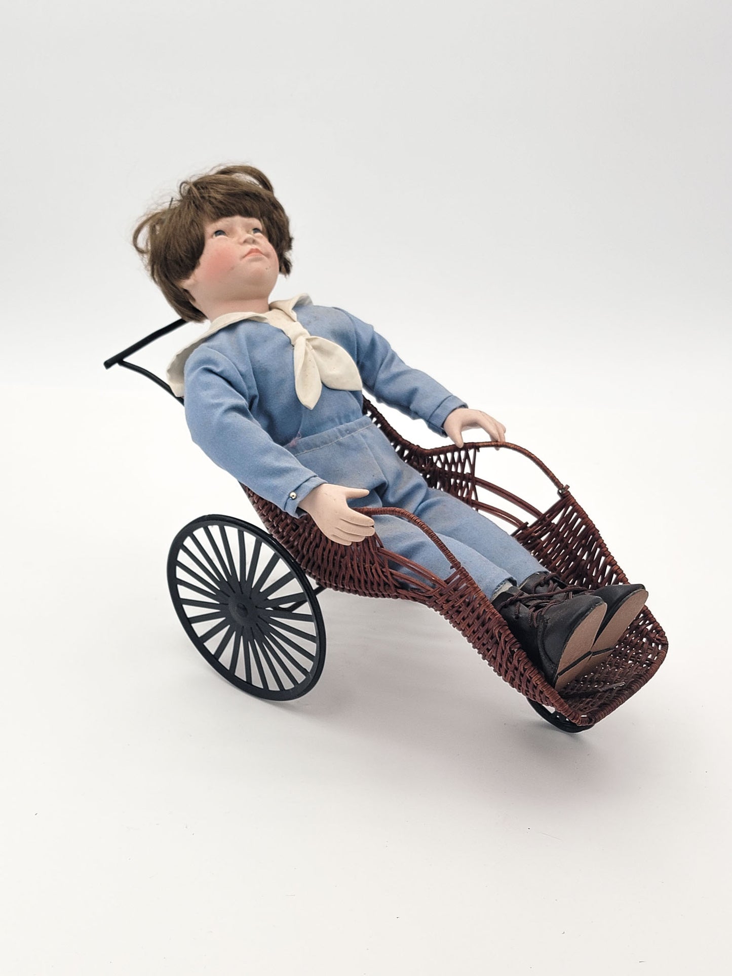 Vintage boy in wheelchair